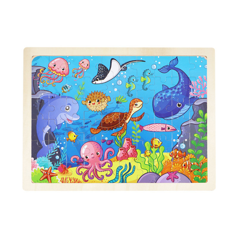 60 piezas de madera puzzle de dibujos animados para niños cuentos de hadas puzzle plano para bebés juguetes de bloque de construcción de puzzle de educación temprana