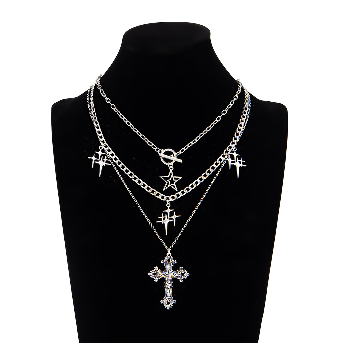 54g Weight Iron Pendant Material Layered Necklaces Classification Iron Chain Material 1 Piece Quantity Weekend Occasion Iron, Zinc alloy Material Cross Pattern Women's Gender Simple Style, Classic Style Style Dark Punk Cross Pendant Necklace Set For Women Exaggerated Stacking Cool Sweet Clavicle Chain Jewelry Geometric Pattern Alloy Zinc 42