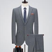 正品牌高档西服套装男士商务休闲婚礼聚会礼服后开叉正装修身西装