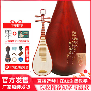 琵琶乐器初学者成人非洲紫檀木材质系列木轴刻诗考级琵琶琴-阿里巴巴