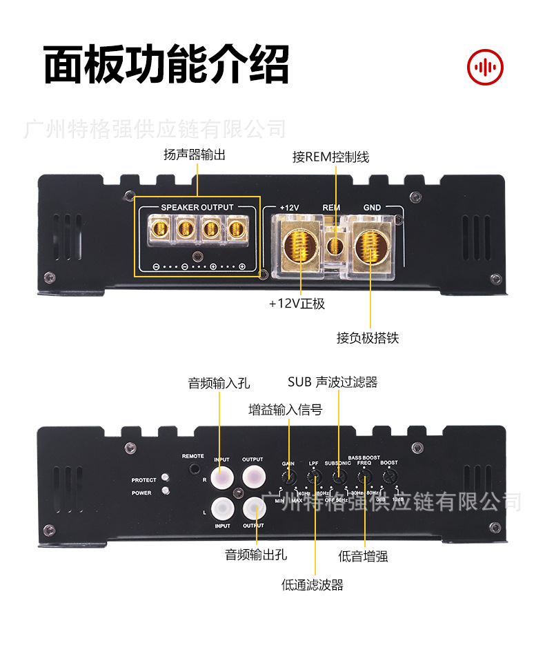 1500W car amplifier, Class D single-channel subwoofer amplifier, audio modification DSP cross-border service