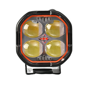 Cross-Border Led Motorcycle Small Four-Leaf Clover with Red Light Devil Eye Spotlight Far and Near Beam Headlight External Electric