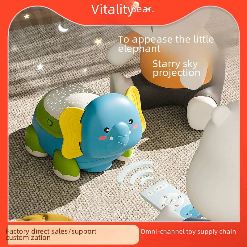 Электрическая игрушка для ползания (VitalityBear) слон — звездная проекция, музыка и пульт, 0–2 года