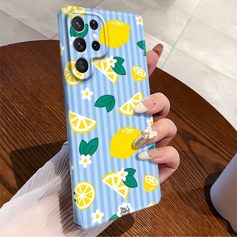 蓝色条纹适用三星S25ultra柠檬S23plus手机壳GalaxyA14.5G批发A73