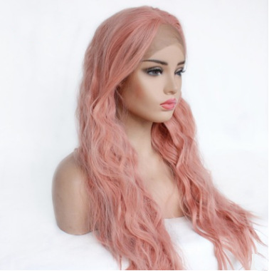 Exportaciones de comercio exterior Pelucas de fibra química antes de encaje maíz permanente pelucas de pelo largo y rizado fabricantes de sombreros al por mayor LW0163