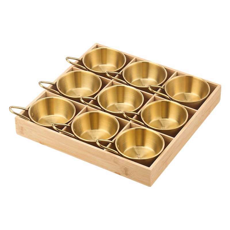 Plato de Madera de Nueve Compartimentos para Uso Comercial en Restaurantes de Hot Pot y Barbacoa, Plato Dividido, Bandeja de Madera de Bambú, Plato Combinado de Múltiples Compartimentos.