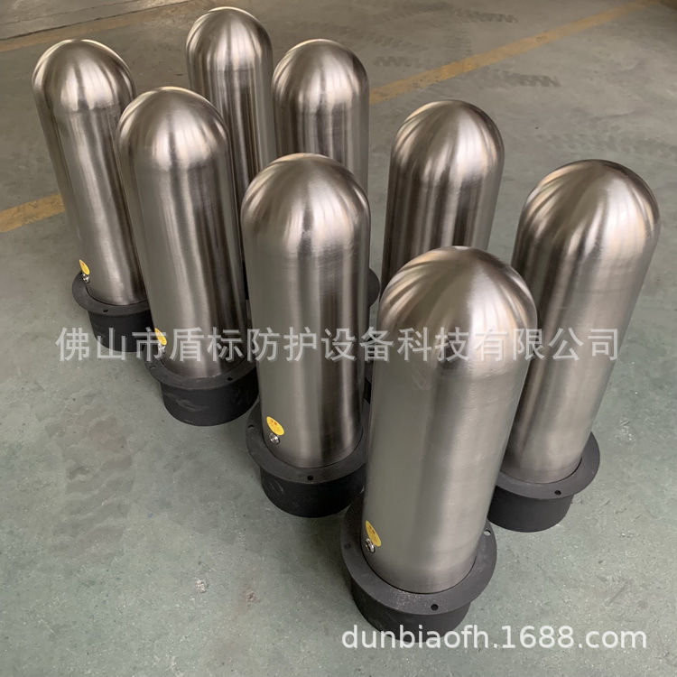 盾标防护工厂定制不锈钢可移动路桩子弹头锥形拆卸式阻拦路障车挡