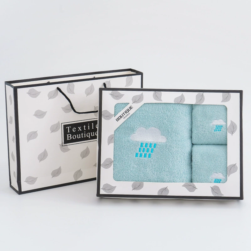 Хлопковое полотенце банное полотенце Подарочная коробка из трех частей день рождения банкет свадьба компания обратно подарок Вышитый вручную логотип