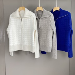 南油篙品25秋冬新款BC翻领羊绒拉链针织衫外套舒适时尚百搭女士