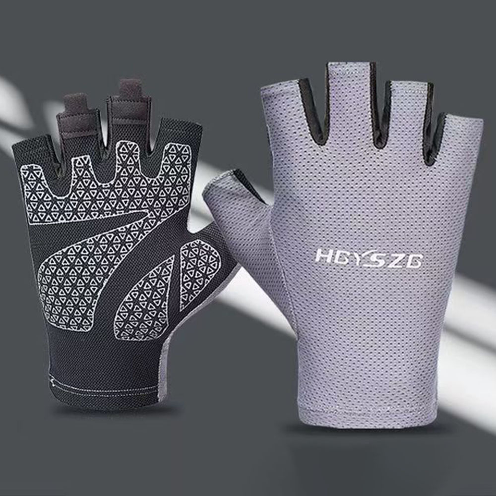 Protección solar medio dedo guantes hielo seda manicura hombres y mujeres delgada primavera y verano transpirable al aire libre equitación guantes de fuga de dedo