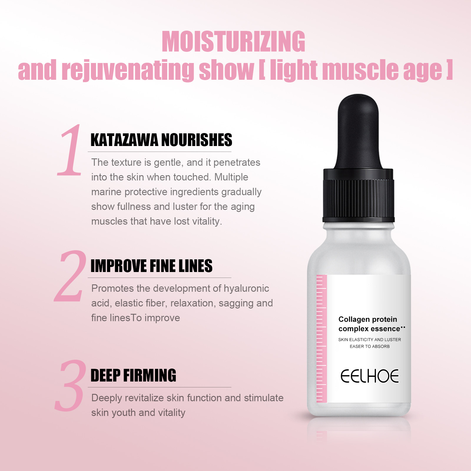 La Solution d'essence de collagène d'essence d'embryon de mouton EELHOE soulève, resserre, améliore le tonus, éclaircit les taches, hydrate et_voghion.com