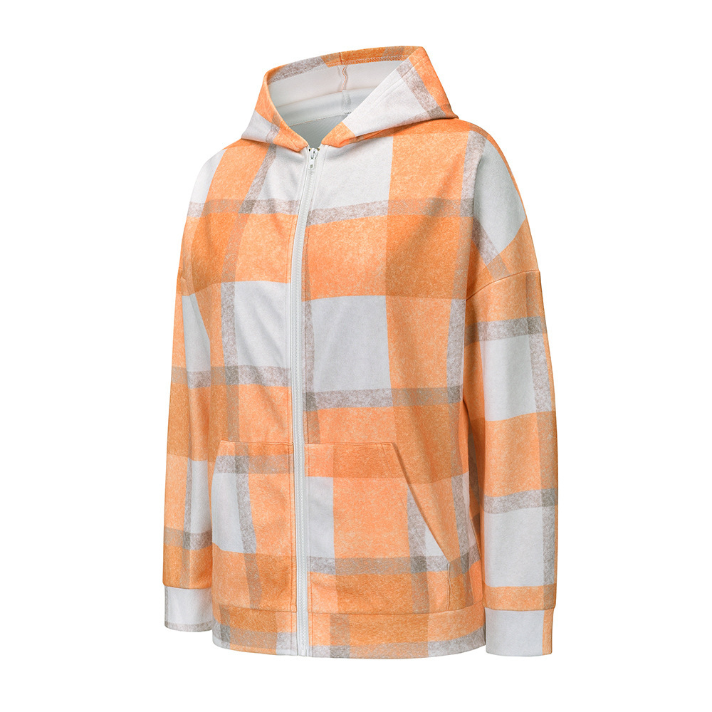 women's loose plaid woolen multicolor hooded jacket nihaostyles clothing wholesale NSXPF72447