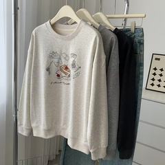 柔软舒适毛圈棉印花宽松卫衣女秋季新款日韩慵懒风百搭减龄上衣