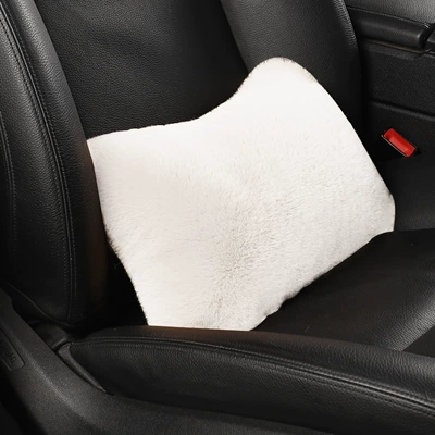 Imitation Rabbit Plush Car Waist – Waist support - white-1-lumbar-support