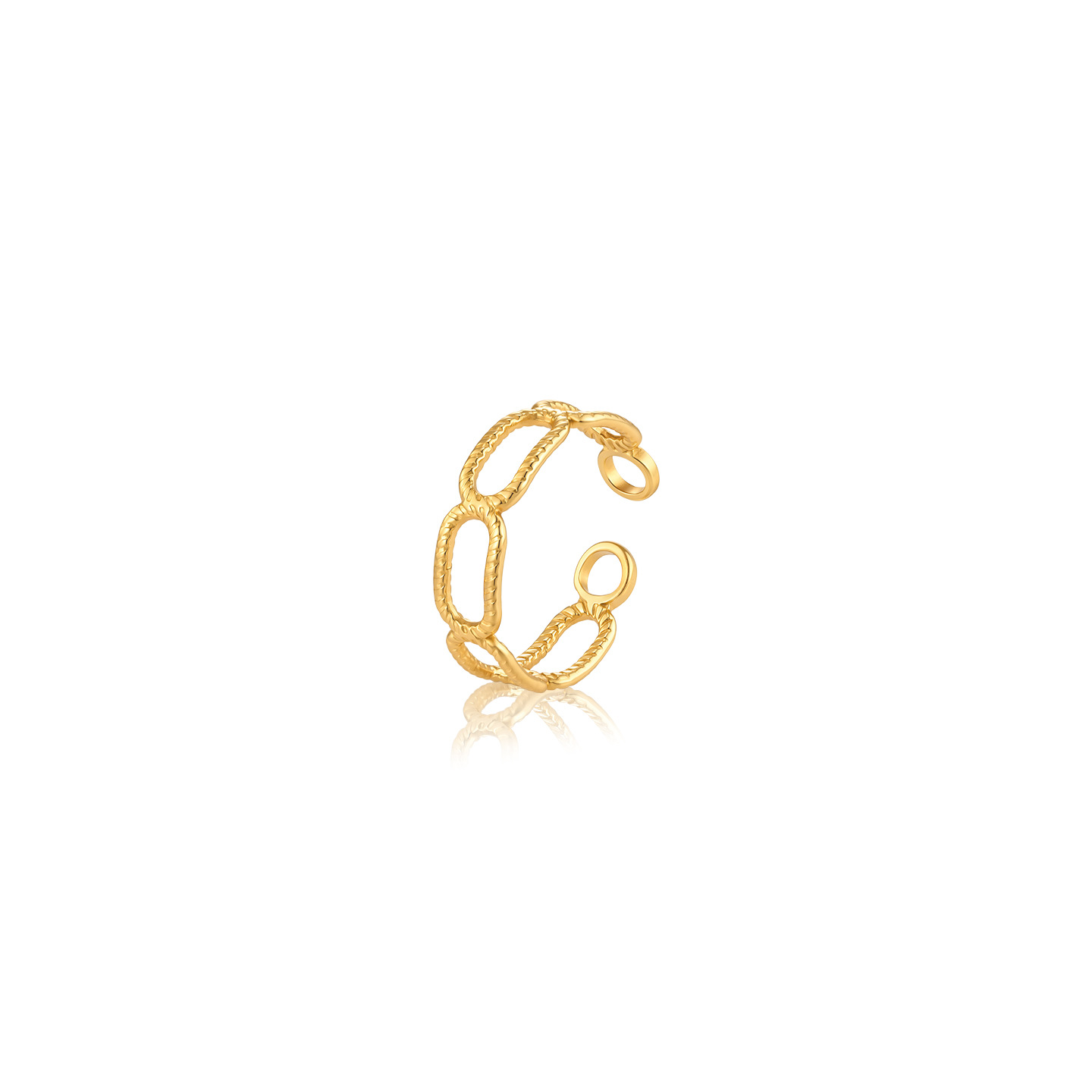 Xuping acero inoxidable 24k color abierto anillo de geometría cuadrada hueca simple nicho personalidad anillo transfronterizo europeo y americano