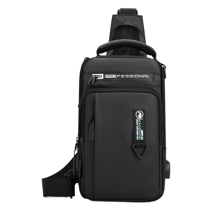 Transfronterizo dedicado nuevo bolso de pecho multifuncional para hombres bolsa de mensajero de hombro casual bolsa de pecho recargable USB mochila antirrobo