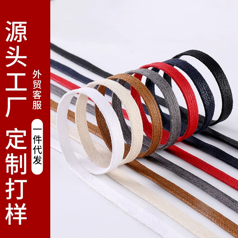 Оптовая оптовая восковая шнурка водонепроницаемая плоская кожаная обувь Мартин сапоги сапоги черная коричневая хлопчатобумажная веревка