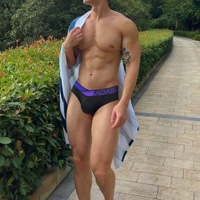 ADANNU Men's Tri-Shape Pouch Briefs with V-Belt Laser Gradient Waistband Sexy Underwear for Men, Patent Model AD7200