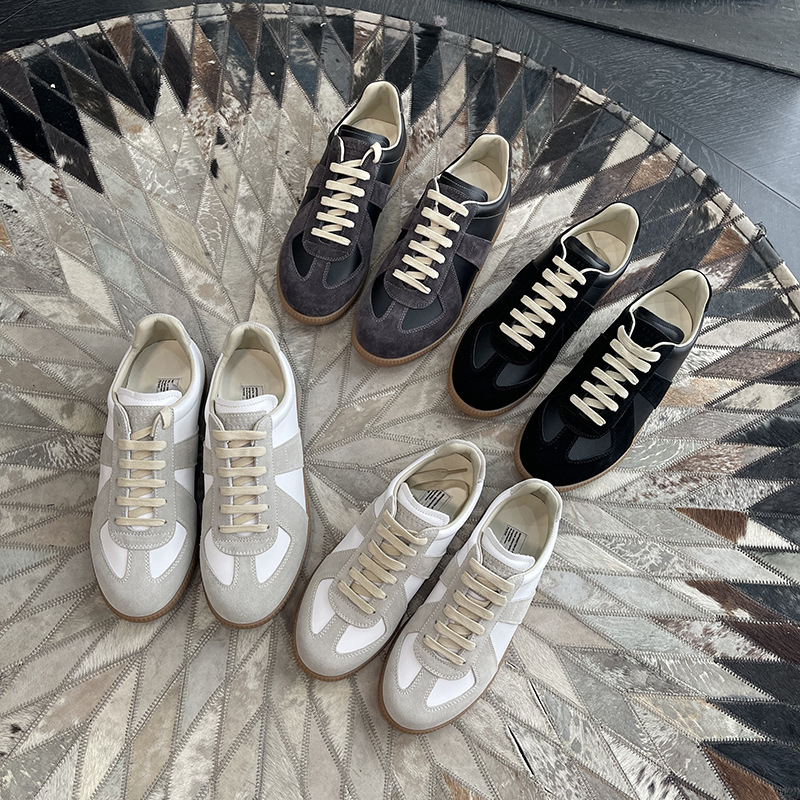 Watch Meizhi High-End Edition/Mm6 German Training Shoes 2025 Spring Comfortable First Layer Cowhide Raw Rubber Casual Shoes