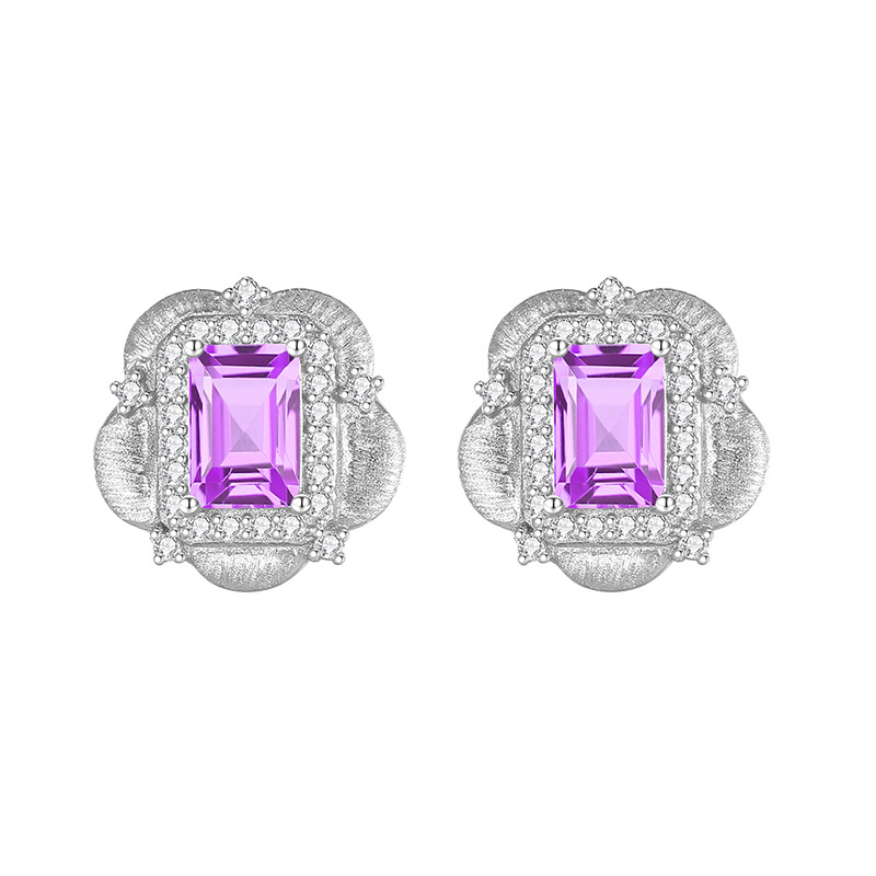 EH0085 화이트 골드-1 자수정 스톤