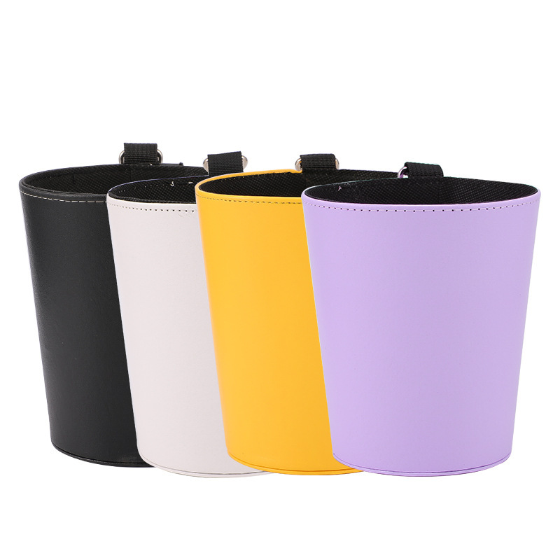 Car Cartoon Leather Small Trash Can Car Trash Can Car Trash Can Storage Barrel with D-Button Holes