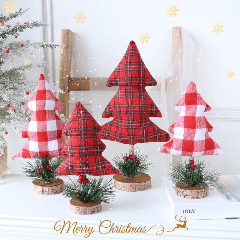 Ventas en caliente transfronterizas de mini árbol de Navidad adornos de mesa de tela muñeca creativa de Navidad adornos decorativos