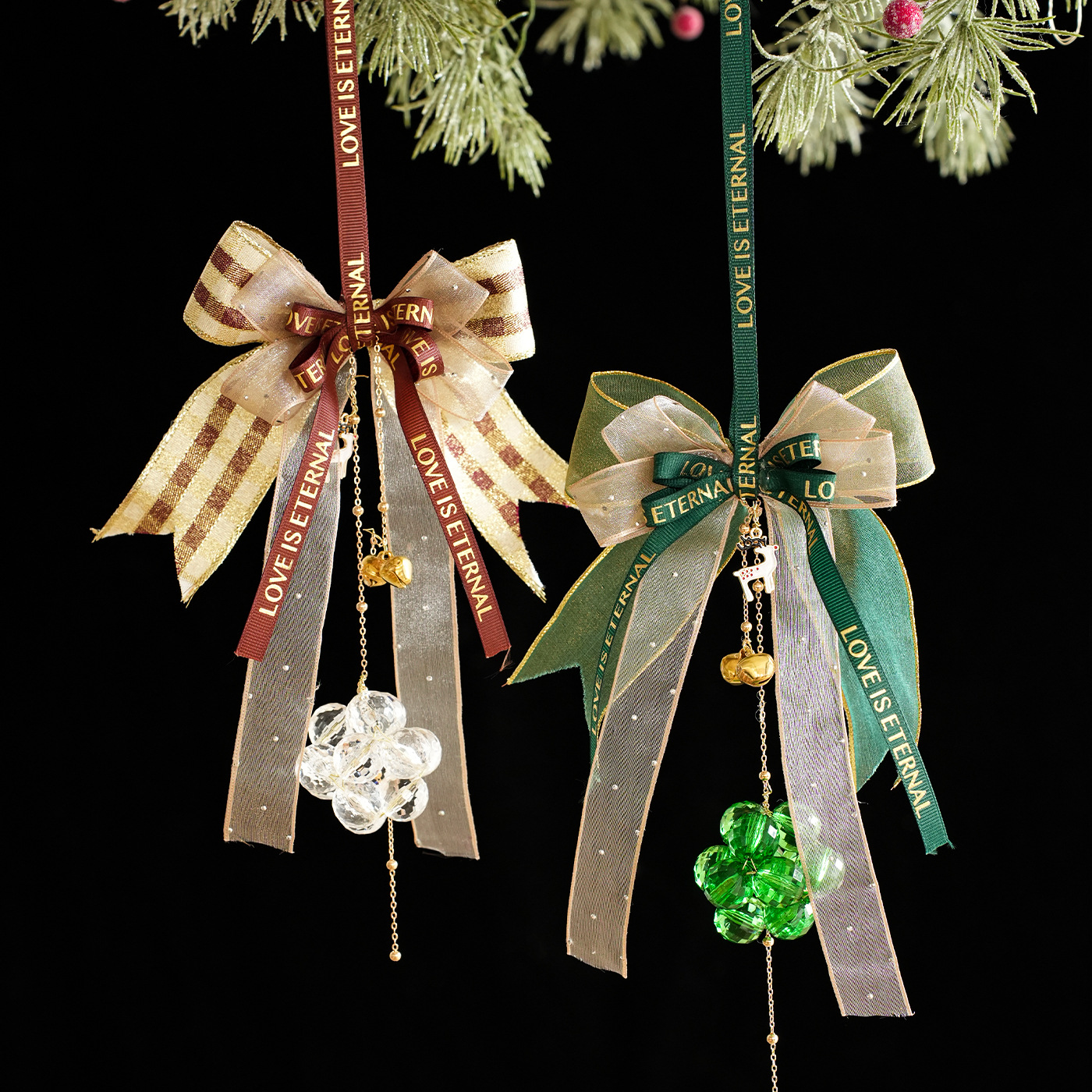 Nuevos colgantes de campana acrílica transparente colgantes colgantes de arco de alta calidad decoraciones de árbol de Navidad vestidos colgantes