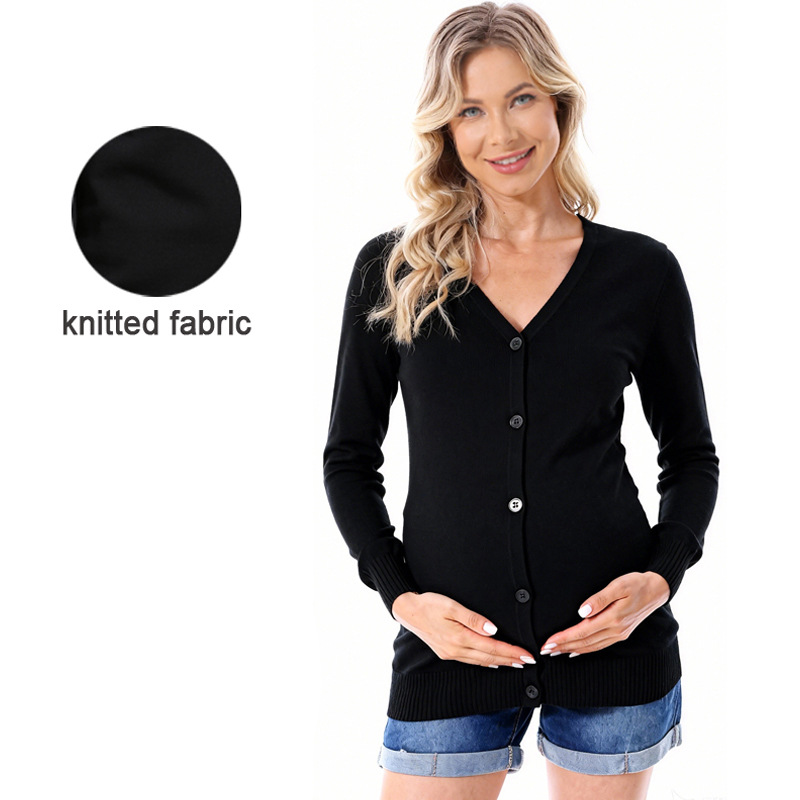 Mais vendido em 2026: Moda Transfronteiriça Europeia e Americana - Foto Real - Disponível em Estoque - Casaco Cardigã de Tricô Solto - Primavera Outono Maternidade - ALYCExiyuebao_voghion.com