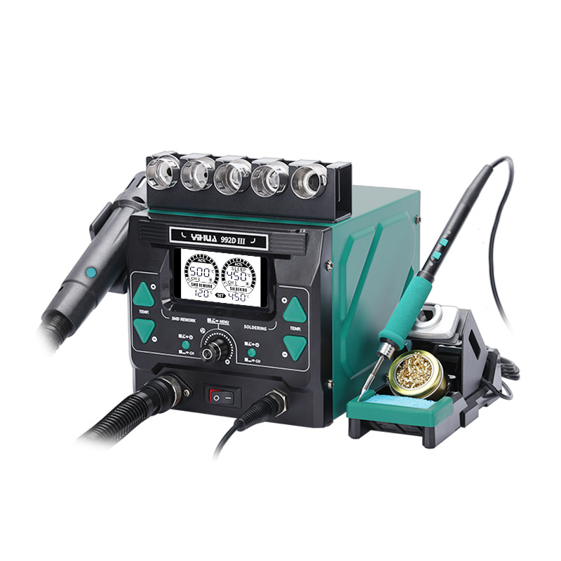 YIHUA Yihua992D III alta potencia dos en uno máquina de soldadura de pistola de aire caliente miniatura precisión máquina de desmontaje de aire caliente