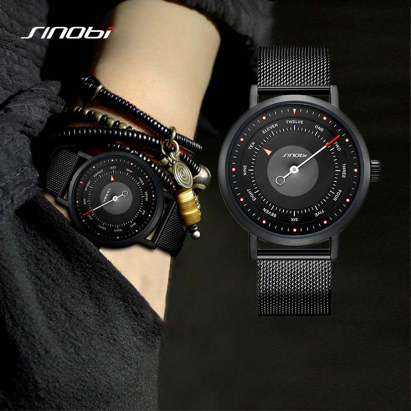 Sports male student watch creative fashion personality cross-border quartz watch men's mesh band Men's 9809