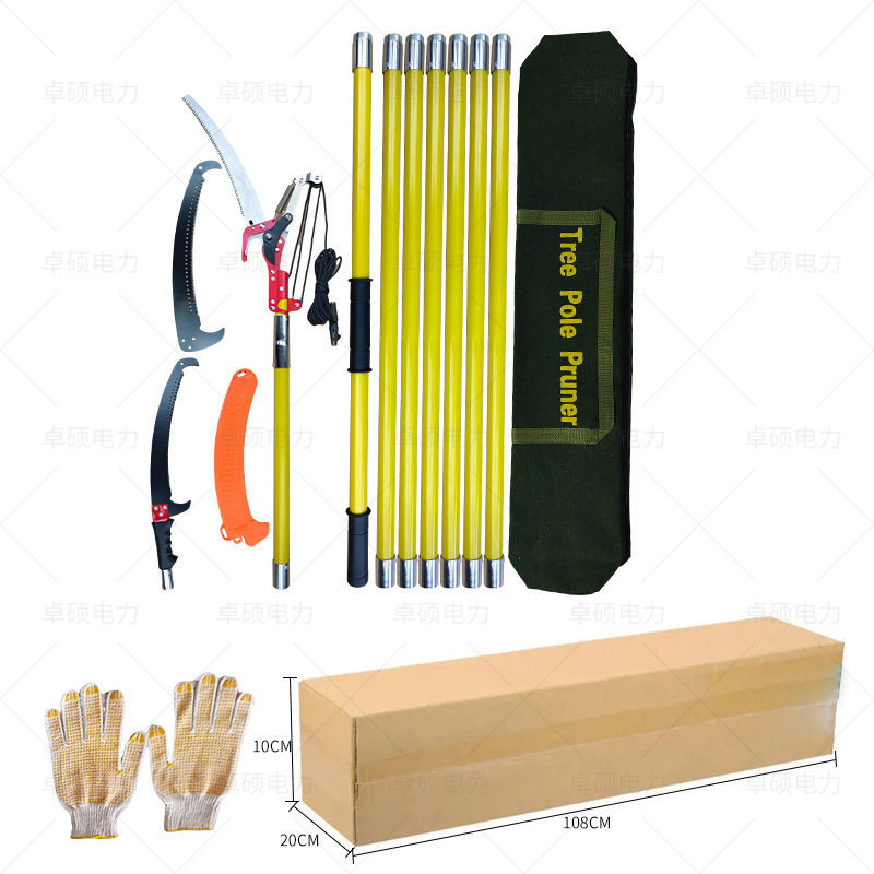 Juego de sierras para podar ramas altas, 8 secciones, 8 metros, tijeras para recoger frutas que ahorran trabajo, tijeras para ramas de árboles frutales, podadora de ramas de gran altura, sierra para ramas altas. image 7