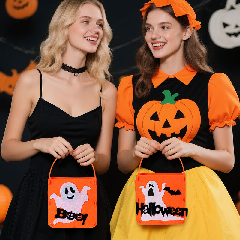 新しいハロウィンフェルトトートバッグ子供用カボチャコウモリキャンディバッグハロウィンパーティー装飾ゴーストギフトバッグ|undefined