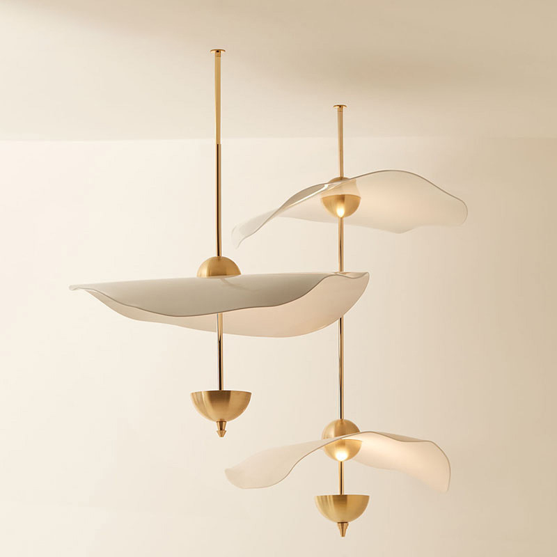 Scandinavian Creative Stylish Restaurant Golden Chandelier Modern Minimalist Model Room Stairwell Art Bar Lotus Leaf Lamp