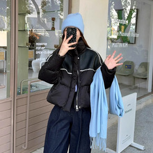 皮毛拼接90绒2025冬新款立领时尚羽绒服白鸭绒小个子显瘦面包服