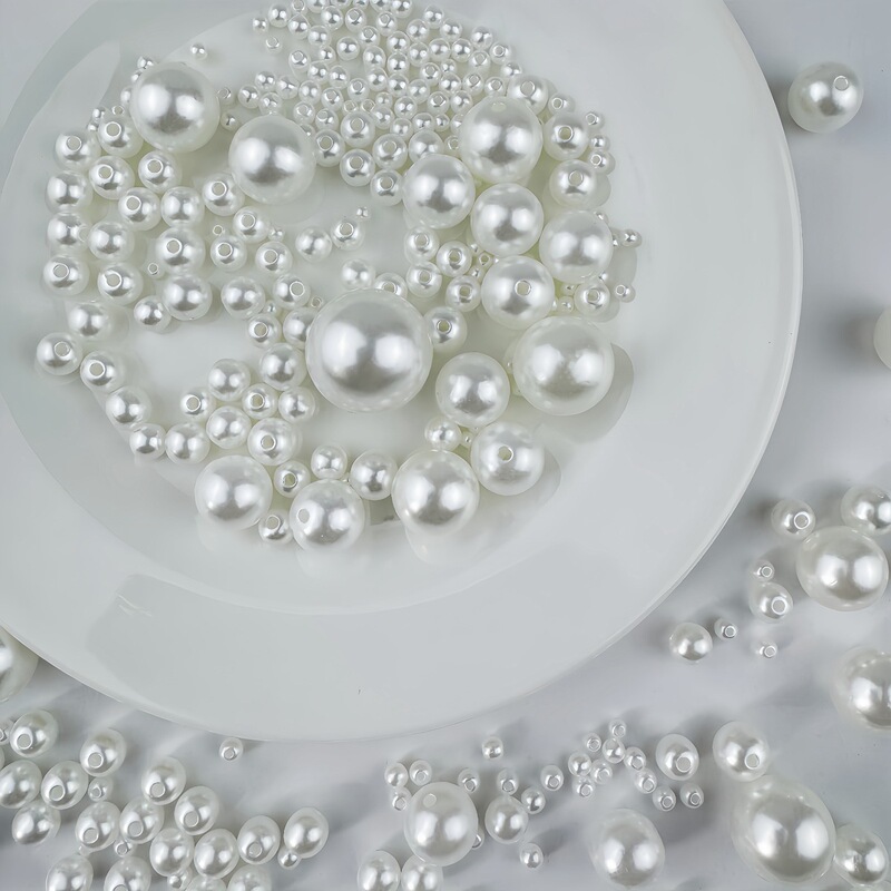 ABS imitation pearls 3-20mm ordinary straight hole loose beads pearl necklace handmade beaded bracelet DIY jewelry accessories