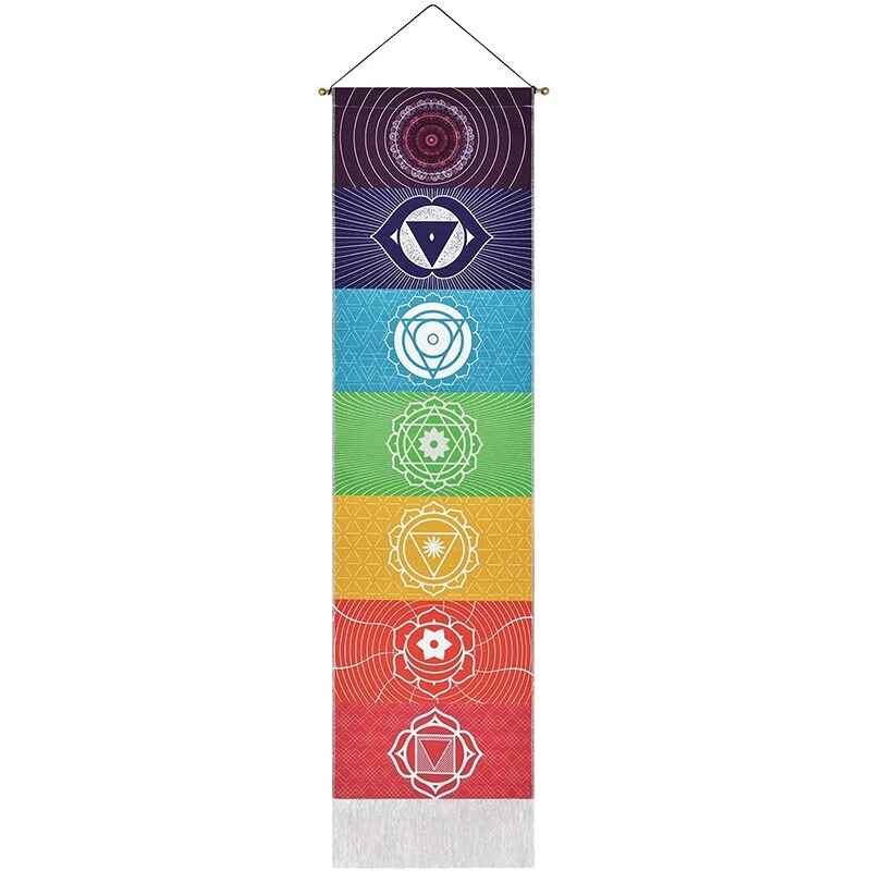 Rainbow Seven Chakra Chart Hanging Cloth Mandala Background Cloth Living Room Bedroom Decorative Painting Hallway Meditation Yoga Tapestry