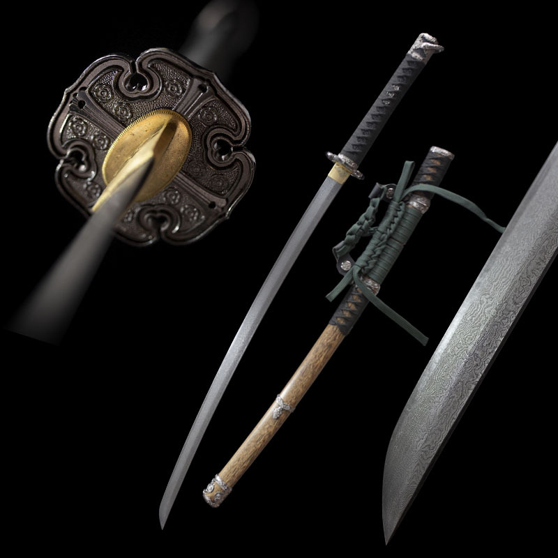外贸批发手工大马士革日本长刀太刀武士冷兵器刀剑Tachi未开刃