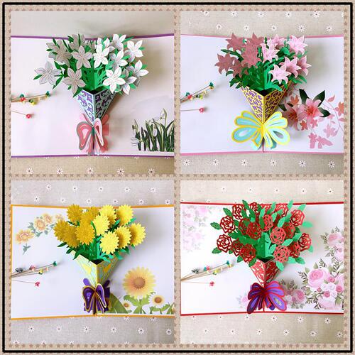 Mother's Day 3D greeting card, sunflower flower 3D card, creative bouquet birthday gift for goddess during graduation season