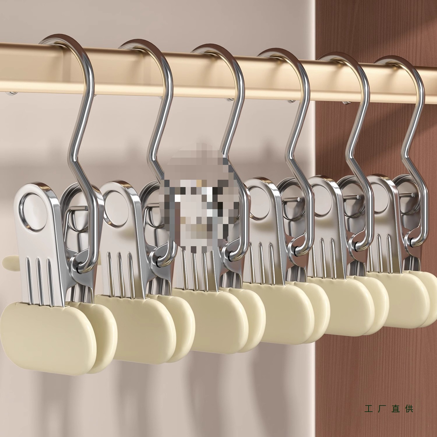 裤夹子衣架家用无痕裤架多功能挂钩不锈钢裤子收纳晾衣夹单个帽夹