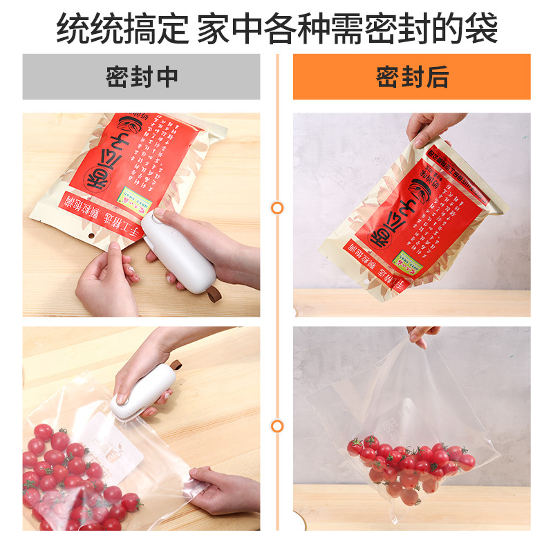 Máquina selladora de bolsas de plástico portátil, recargable, pequeña, para el hogar, dispositivo de sellado de plástico, mini selladora térmica.