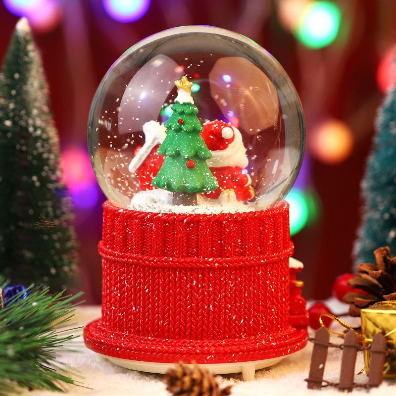 Nuevos productos transfronterizos regalos de Navidad creativos artesanía de resina decoración de escritorio adornos caja de sonido regalos de bola de cristal