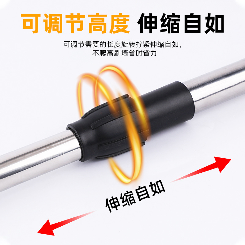 Accesorios de trapeador de tubo de rosca de acero inoxidable Varilla de trapeador telescópica extendida Varilla de escoba al por mayor Varilla de acoplamiento de tres secciones