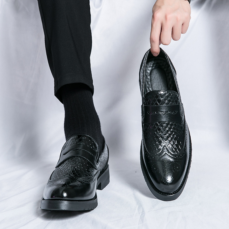 Transfronterizos de tamaño grande sonrisa de 48 yardas zapatos de cuero para hombres zapatos de tejido de negocios zapatos de boda zapatos de cuero Lefour image 1
