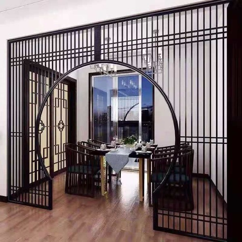 Grate wood solid wood moon door new Chinese style living room partition moon door antique screen arch arch shelf manufacturer