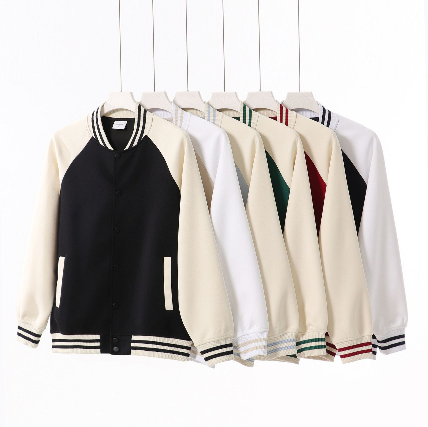 Autumn and winter new 380 grams of heavy color matching baseball clothing men's fashion brand loose knitted cardigan coat women wholesale