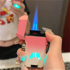 【Dropshipping】Laser-rotating Gyroscope Mechanical Armor Dual Flame Straight Rush Windproof Lighter Cool Creative Gift for Boyfriend