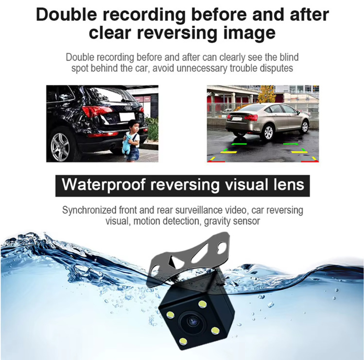 Triple-lens dashcam 1080P high-definition three-camera WIFI connection night vision wide-angle car recorder