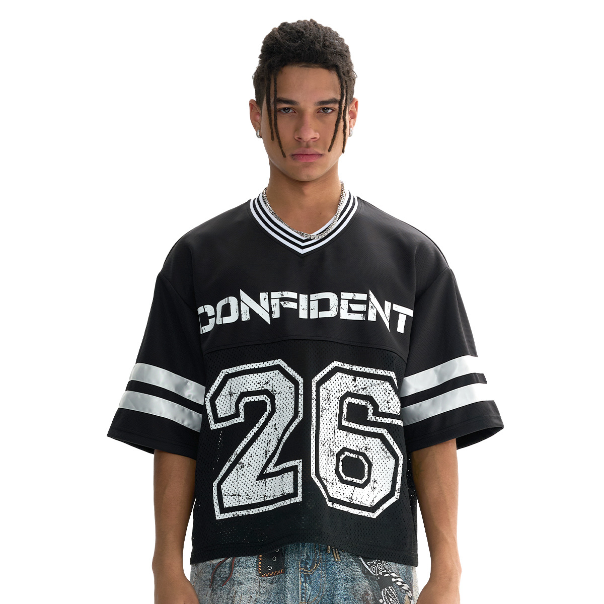ETAI hombre corto ancho americano retro camiseta de malla camiseta de alta calidad patrón de moda personalizado hombre manga corta