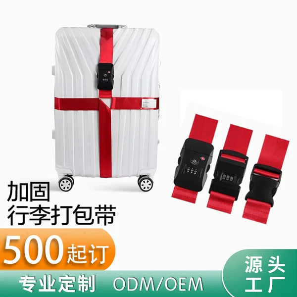 Manufacturer Customized Tsa Customs Lock Cross Luggage Strap Thickeneded Anti-Slip Checked Password Luggage Strap Printable