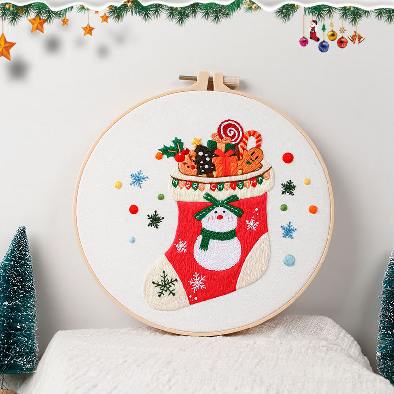 DIY bordado hecho a mano material paquete 2023 Navidad NUEVO ORIGINAL Feliz Navidad regalo Santa muñeco de nieve